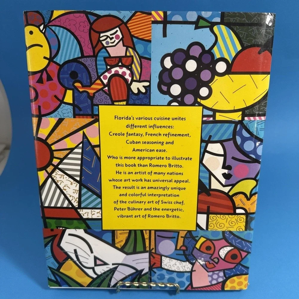 Romero Britto Signed Florida Cuisine Hardcover Cookbook Art‎ RARE VINTAGE